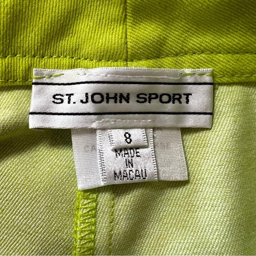 St.‎ John Sport Stretch Chambray Bermuda Lime Green Short Y2K Women’s Size 8 - Picture 4 of 12